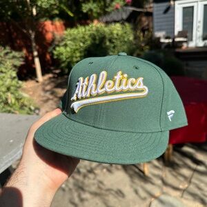 💚💛Fanatics MLB Oakland Athletics X Sacramento A’s Hat 7 5/8 Green Fitted Cap⚾️🧢